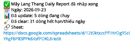 Xác nhận đồng bộ dữ liệu sang Google Sheet